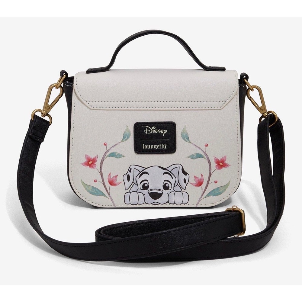 Loungefly Disney Dogs Mini Crossbody Bag Pongo Percy Lady‎ Max Floral Print - Picture 3 of 5